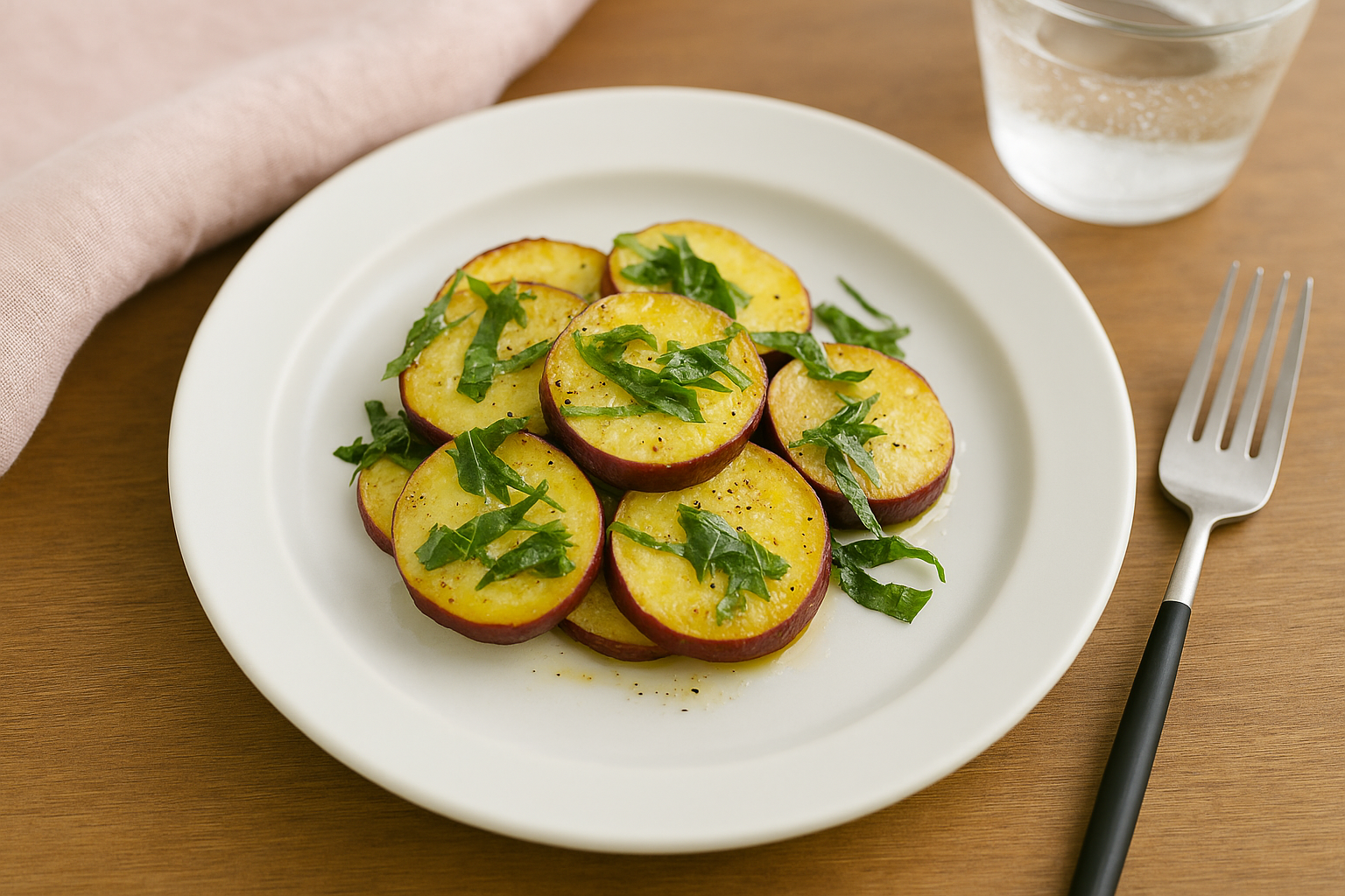 さつまいもと大葉の塩バター焼き盛り付け画像